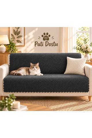 %100 Kaymaz Taban-pati Dostu Koltuk Örtüsü 170x 210 Cm Antrasist