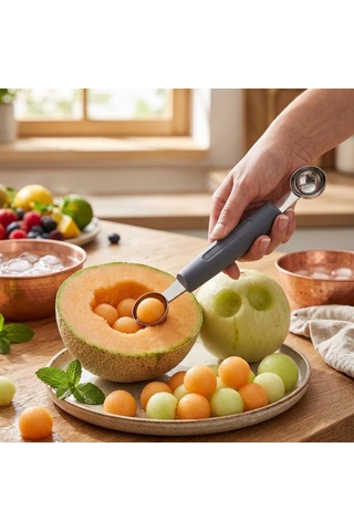 Parizyen Kaşık Çiftli 22/25 Mm Gri Meyve Sebze Oyma Ve Top Şekillendirme Aparatı Diğer