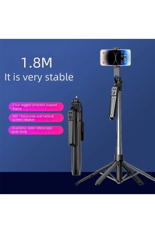 Tysm Joyjadehub 1800mm Kablosuz Selfie Çubuğu Tripod, Bluetooth Uzaktan Kumanda, İos Uyumlu Ve Android Uygun 1pc