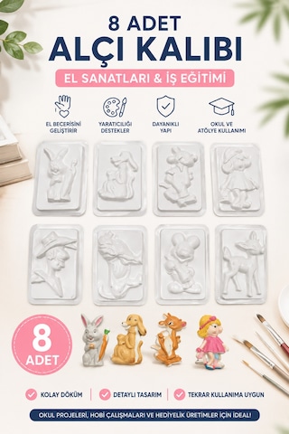 8 Adet Alçı Kalıbı , Okul Alçı Kalıbı , Seramik Kalıbı Iş Eğitimi, El Sanatları