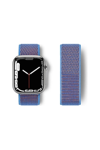 Apple Watch 42mm Uyumlu Hasırlı Cırtcırtlı Kordon - Mor