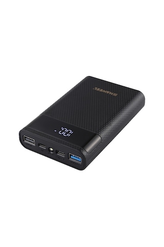 Jeemson 18650 Pil Girişli Pil Dahil Değil Usb Çift Çıkışlı, Ekranlı Ve İki Yönlü Hızlı Şarj Desteği Taşınabilir Power Bank Kutusu - Siyah Siyah