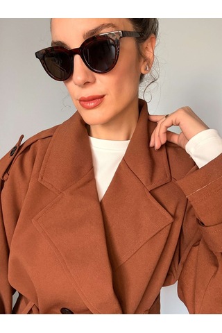 Kahve Reglan Kısa Ceket Kahve