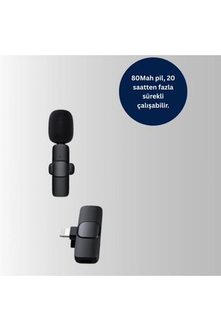 İphone Uyumlu 2 Li Kablosuz Yaka Mikrofonu Seti 360 Ses Yakalama Gürültü Azaltma Özellikli