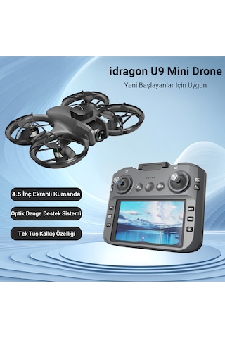 İdragon U9 Katlanabilir Mini Drone Ekranlı Kumanda Fırçasız Motor Hd Kamera Çift Bataryalı