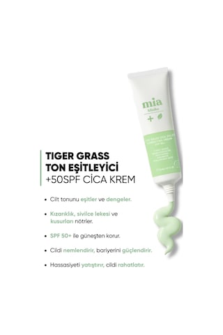 Mia Klinika Tiger Grass Ton Eşitleyici Kızarıklık Karşıtı Cica Krem SPF50+ 30 ML