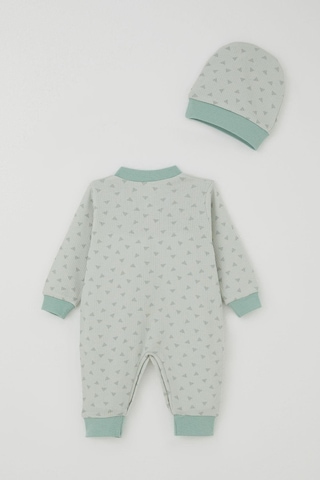Breeze Erkek Bebek Tulum Mini Üçgenler Desenli 0-6 Ay, Su Yeşili Su Yeşili