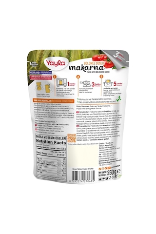 Yayla Yemek Hazır Bolonez Soslu Makarna 250 G