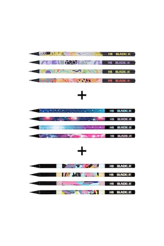 Adel Blackline Karışık Kurşun Kalem 12'li Set,Uzay Desenli,Neon,Mozaik Desenli Konsept Kurşun Kalemler