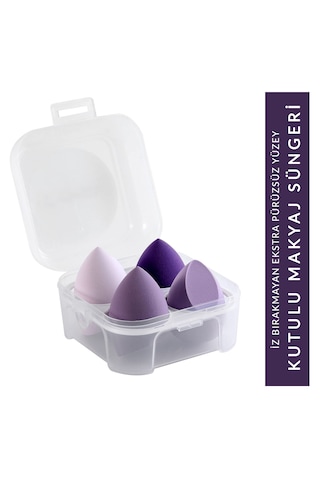 Muggio Kutulu Makyaj Sünger Seti Mor 4'lü