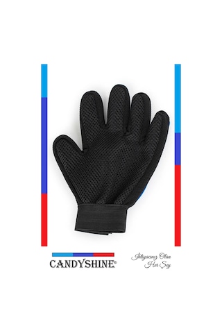 Candyshine Kedi Köpek Tüy Toplayıcı Masaj Yapıcı Tarama Eldiveni Mavi