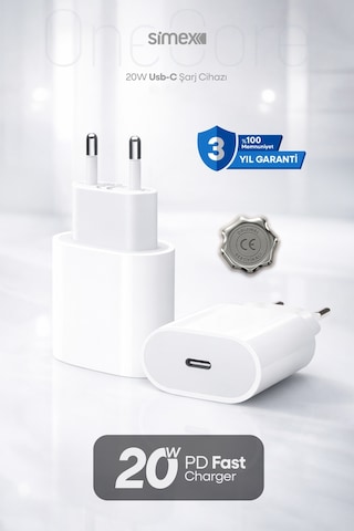 Simex İphone X-11-12-13-14 Serileri İpad & Airpods Uyumlu Usb-c 20w Hızlı Şarj Başlığı Ce Belgeli Sps-15