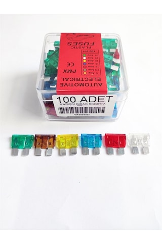 Replax Karışık 7,5 10 15 20 25 30 Amper Yassı Bıçak Sigorta 100 Adet