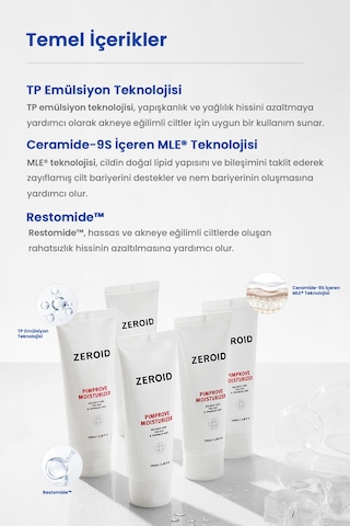 Akneye Eğilimli Ciltler İçin Yağ-nem Dengesi Sunan Jel Krem Zeroıd Pimprove Moisturizer