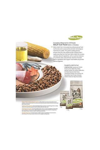 Micho Adult Cat Tavuklu Hamsi Ve Pirinç Eşliğinde Yetişkin Kedi Maması