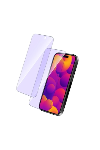 Lemestar İphone 15 Pro Max İçin 6.7 İnç Tam Cam Ekran Koruyucu - Mavi Işık Engelleyici, Tam Uyumlu, Kurulum Seti İçerir Gümüş