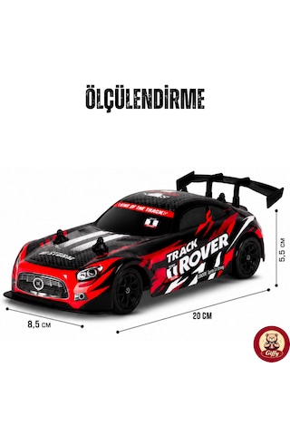 Uzaktan Kumandalı Rc Drift Arabası 15 Km Hız Yapan 4x4 Çekiş Şarjlı 3 Adet Drift Kukası Hediyeli Renk Seçenekli Ralli Spoiler Araba Kırmızı