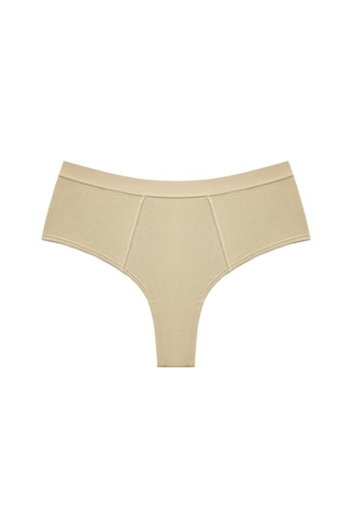 Badem Saf Renk Rahat Pamuk Basit Temel Kadın Pamuk Orta Bel Yarım Kalça Büyük Külot Ten Rengi