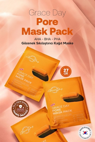 Grace Day Gözenek Bakımı İçin Vitamin ve AHA BHA PHA İçeren Kağıt Maske Grace Day Pore Mask Pack