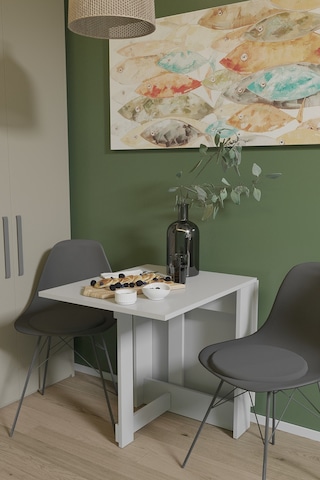 Roma Pratik Katlanır Masa Mutfak Masası Yemek Masası beyaz