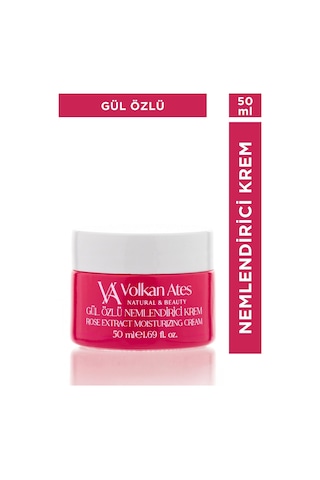 Volkan Ates Natural & Beauty Gül Özlü Nemlendirici Krem Cam Kavanoz 50 Ml