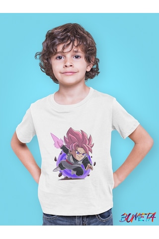 Bumeta Dragon Ball Super Goku Black Chibi Çizgi Film Dizi Çocuk Tişört T-shirt Beyaz