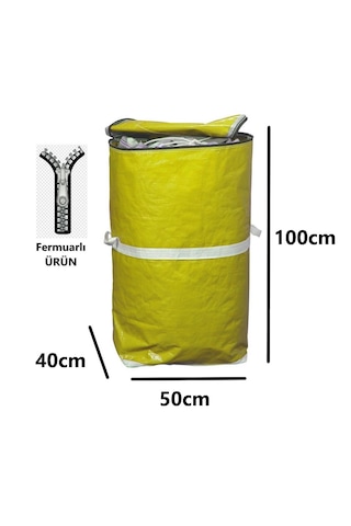 Ev-ış Branda Taşıma Çuvalı 50x40+100cm Fermuarlı Ve Cepli 170gr.tekstıl Çuvalı- Sarı