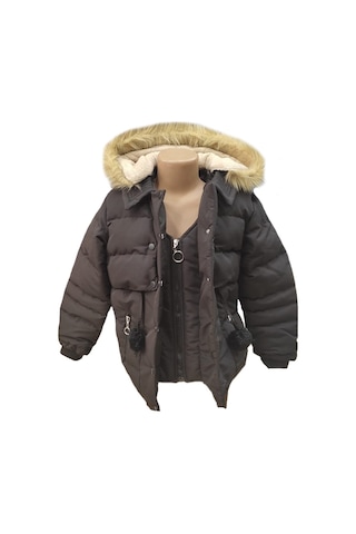 Life For Moda Kız Çocuk Önü Fermuarlı Ve Çıt Çıtlı Ponpon Detaylı Çıkarılabilir Tüylü Kapüşonlu Peluş Astarlı Mont 3018 Siyah