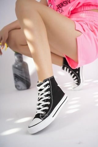 N Moda Unisex Keten Ayakkabı Spor Ayakkabı Günlük Sneakers Uzun Siyah