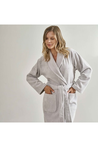 Linens Soft Pamuk Bornoz Gri S