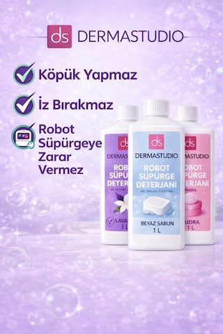 Robot Supurge Deterjani Seti 3 X 1 Litre Lavanta Beyaz Sabun Pudra 3'lü Set