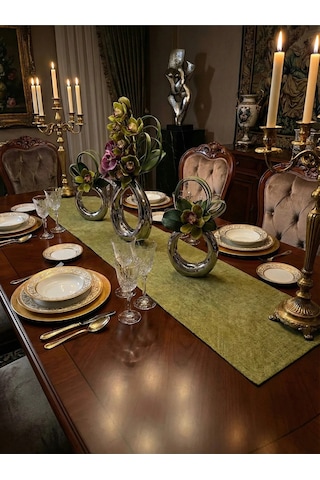 Linen Baskılı Pamuk Keten Haki Runner 40x140 Cm 948 Çok Renkli