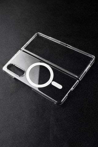 Samsung Uyumlu Galaxy Z Fold 3 Kamera Korumalı Magsafe Wireless Şarj Özellikli Lüks Şeffaf Silikon Telefon Kılıfı Şeffaf