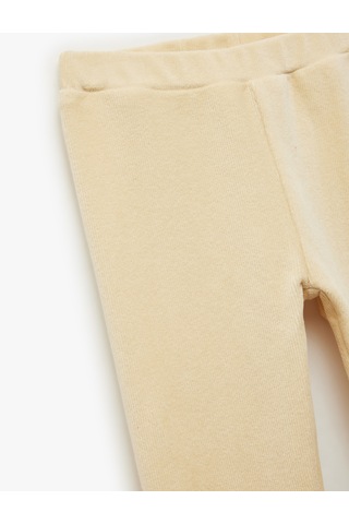 Koton Beli Lastikli Yüksek Bel Basic Kadife Tayt Bej 6wkg40139ak Ekru