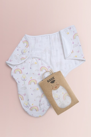 Yenidoğan %100 Pamuk Müslin Hazır Kundak Cırtlı - Soft Rainbow Çok Renkli 45 x 70