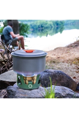 Prestigegoods Stur Y2218 Açık Hava Hafif Alüminyum Sıvı Alkol Ocakları Koyu Yeşil 9,5x6,5 Cm Yeşil