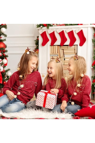 Tokalar Noel Saç Tokaları, 2 Çift Ren Geyiği Boynuzu Tokası Çok Renkli