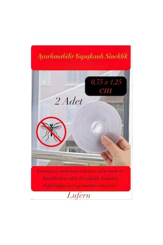 2 Adet Ayarlanabilir Sineklik Cırt Bantlı Yapışkanlı Pratik Pencere Cam Kapı 0,75 Cmx1,25 Cm 4 Mt