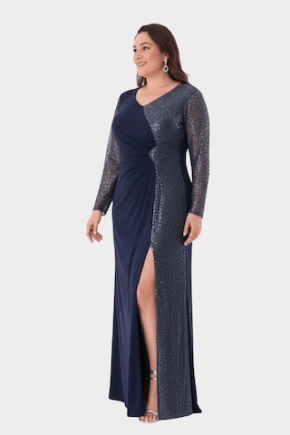 Lilas Xxl Kadın Büyük Beden V Yaka Taş Detaylı Uzun Abiye Elbise 2559 Lacivert Lacivert