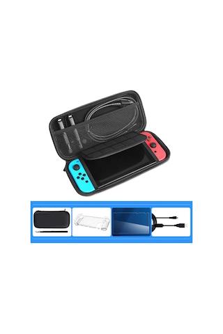 Singree Nintendo Switch Taşınabilir Çanta Seti - Ekran Koruyucu, Kılıf Ve Usb Kablolu Komple Aksesuar Paketi