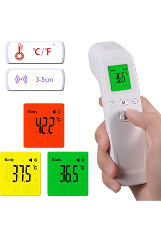 Aubyhe El Tipi Enfrared Termometre, Dokunmadan Vücut Ve Nesne Sıcaklığı Ölçer, 3 Renkli Arka Işık, 0.5 Saniye Hızlı Okuma, Otomatik Kapatma Pil Yok