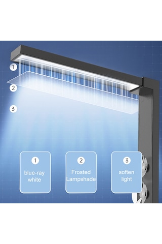 Dofolink Masaüstü Akvaryum Led Işığı - 6 Mavi Beyaz + 1 Gece Işığı, Dokunmatik Kontrol, Su Geçirmez, 3 Süspansiyon Aleti İle Sabitlenir Çok Renkli