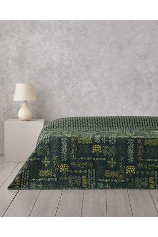 English Home Tendril Bloom Çift Kişilik Çok Amaçlı Örtü 200x220 Cm Yeşil Yeşil