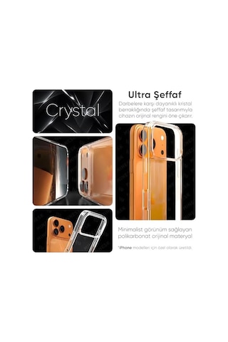 İphone 17 Pro İle Uyumlu Crystal Clear Ultra Şeffaf Silikon Kılıf Arkası Sert Polikarbonat Kenarları Yumuşak Tpu Darbe Emici İç Hava Yastığı Destekli Kapak 17 Pro 50 x 22