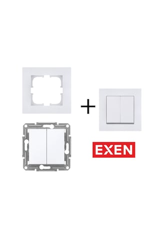 Exen Karell Beyaz Komütatör Çerçeveli 12 Adet