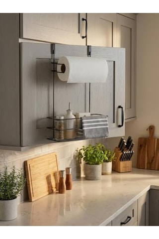Dolap İçi Asılabilir Metal Kağıt Havluluk Ve Deterjan Sepeti Organizer Dolap Kapağına Asılabilir Kağıt Havlu Askılığı, Deterjan Düzenleyici Raf, Mutfak Ve Banyo Kapak İçi Metal Organizer 4 Renk