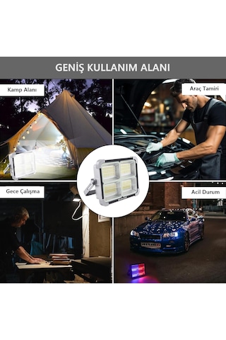 Lexroo Seyyar Solar Led Projektör Gri Renk Cata 200w Güneş Enerjili Portatif Led Işık Taşınabilir