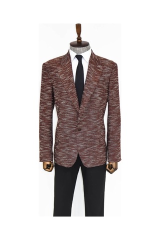 Wessi Desenli Slim Fit Spor Kahverengi Erkek Ceket - Wessi Kahverengi