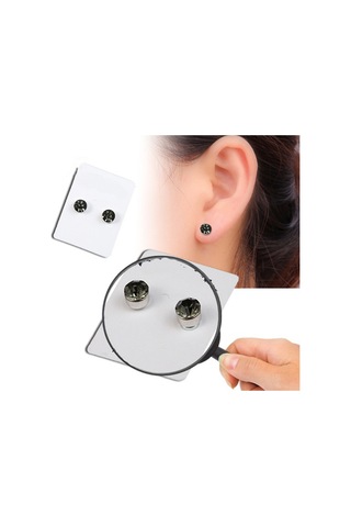 Vkemall Sağlıklı Manyetik Küpe - Çek Rhinestone Kaplama, Kulak Delme Gerektirmeyen Moda Aksesuarı 6mm Gri
