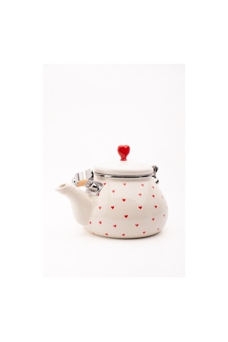Cupid Emaye Kalp Desenli Vintage Kettle-2 Litre,ocağa Koyulabilir